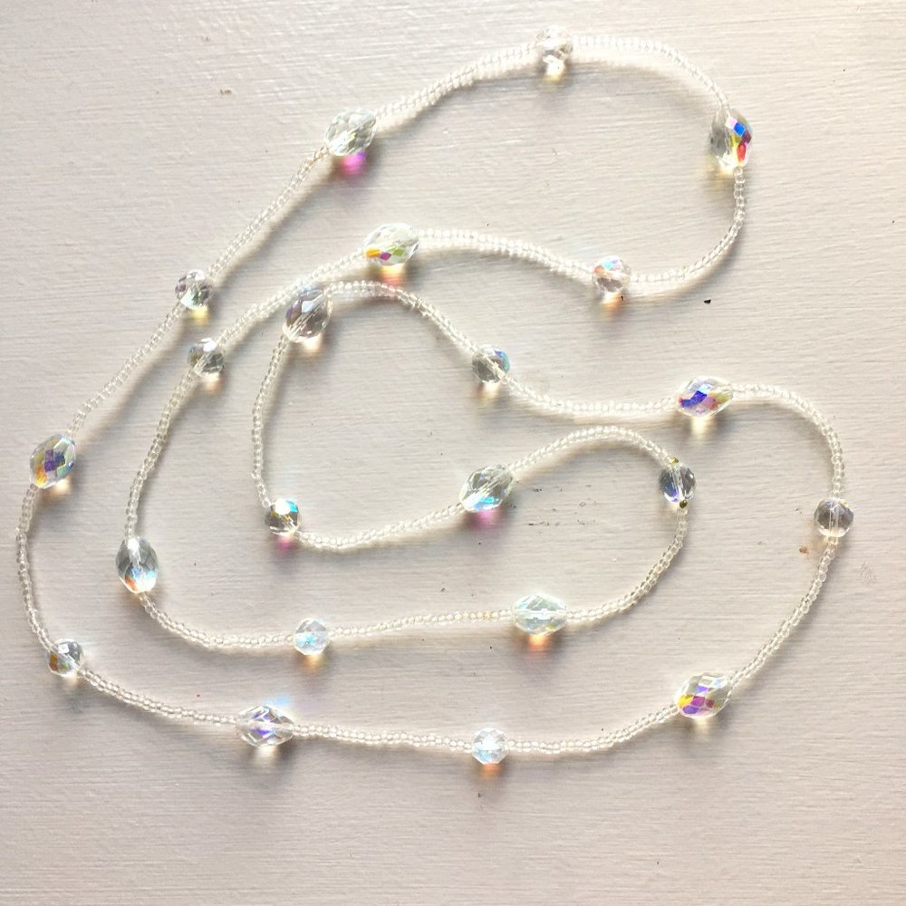 Long faux crystal beaded necklace